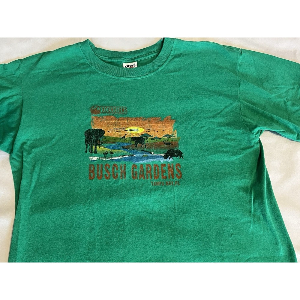 Vintage Busch Gardens T Shirt Graphic Safari Excursion Tampa FL Green M - Picture 7 of 16